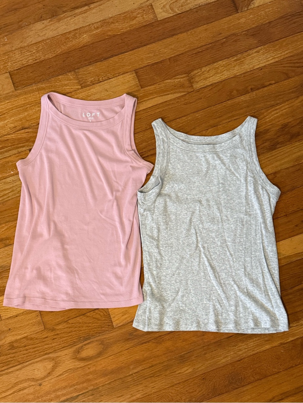 LOFT Pink and Heather Gray Bundle Tank Tops